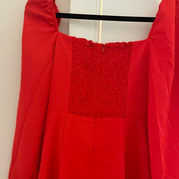 Commense Square Neck Long Sleeve Fitted Bodice Wrap Dress - Picture 8 of 10